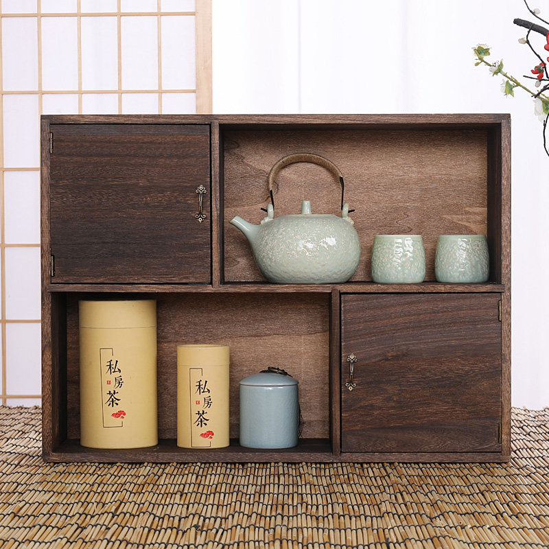 实木茶柜台面茶杯架紫砂壶收纳柜双层茶架茶具架置物架茶叶储物柜,餐饮具,茶道/零配,淘宝优惠券,粉丝福利购,淘宝优惠卷