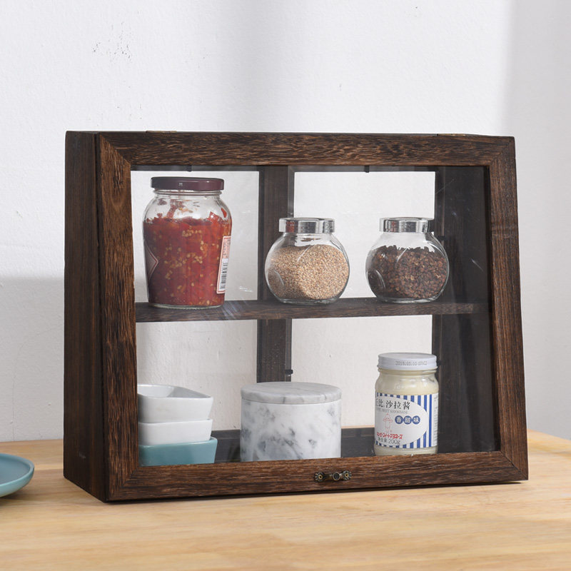 日式实木桌面收纳盒展示柜茶具柜