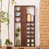 实木壁挂多宝阁博古架中式 茶具茶叶展示架收纳架墙上茶杯架摆件架
