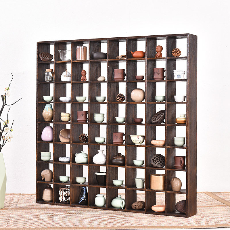 茶杯架茶壶展示架置物柜格子架墙面茶家具禅意多宝格墙上方格架