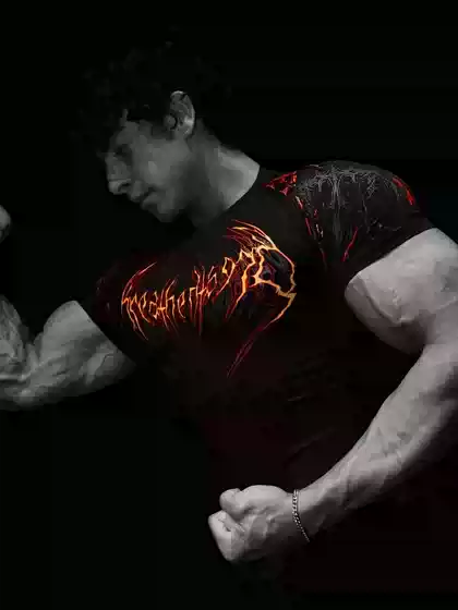 Breathedivinity Sports Short-Sleeve Men's T-Shirt, Tight-Fitting, Fitness, Weightlifting, Brother Training, Quick-Drying, Breathable, Trendy