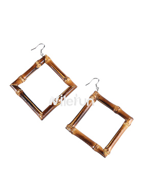 流行精品饰品竹根耳饰 方形菱形黑色复古风竹鞭耳坠 竹节耳环