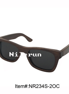 小尺寸小脸形染深棕色清晰竹纹太阳镜 超薄TAC灰色偏光竹子墨镜