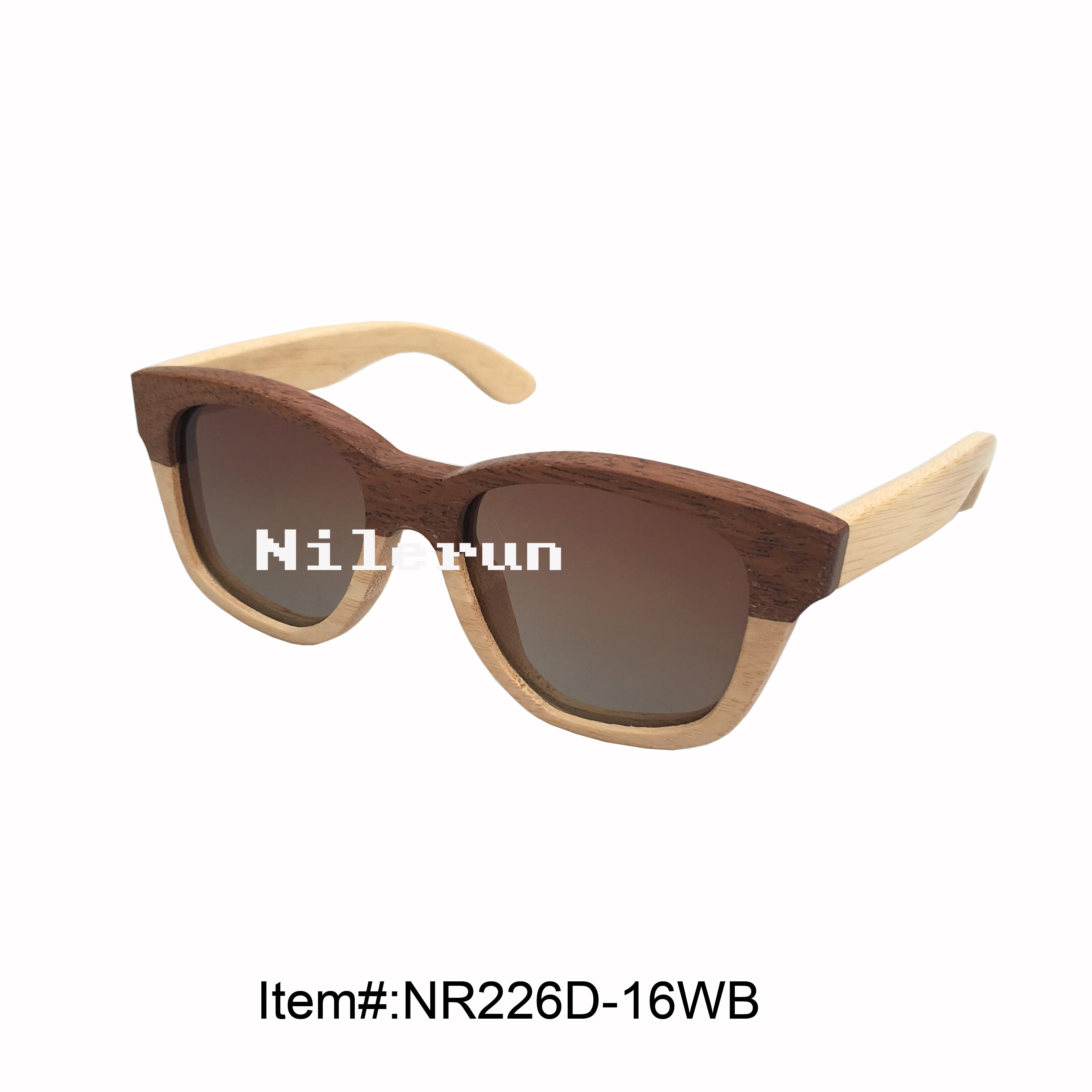 优雅时尚蝶形大框茶色偏光墨镜 双色实木竹子拼接太阳眼镜