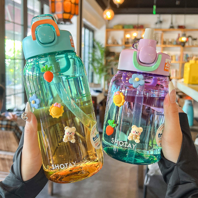 耐高温tritan材质双饮水杯带刻度