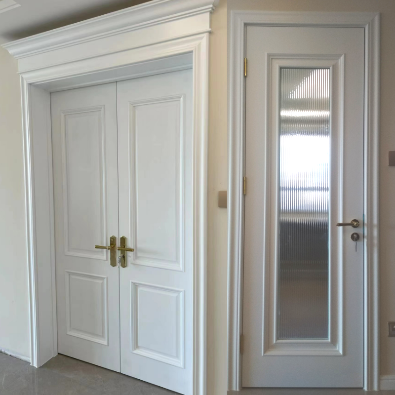 三叶木门室内卧室门格栅隐形门实木复合烤漆外平内开一门到顶房门