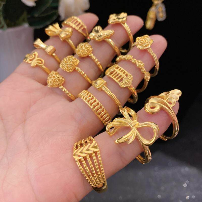 蝴蝶结戒指沙金保色小众设计女