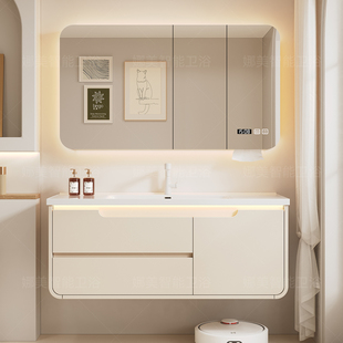 橡木浴室柜2025新款洗手洗脸盆柜组合卫生间陶瓷一体盆洗漱台盆池