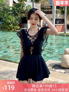 2024年新款 高级感泳装 爆款 连体微胖女孩遮肉大码 保守裙式 泳衣女款