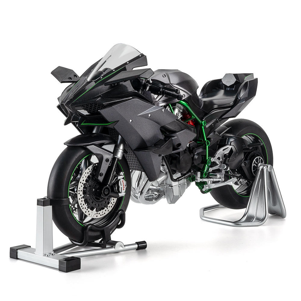 新款 合金车模1:6川崎-H2赛道版摩托车声光玩具车喷雾模型摆件