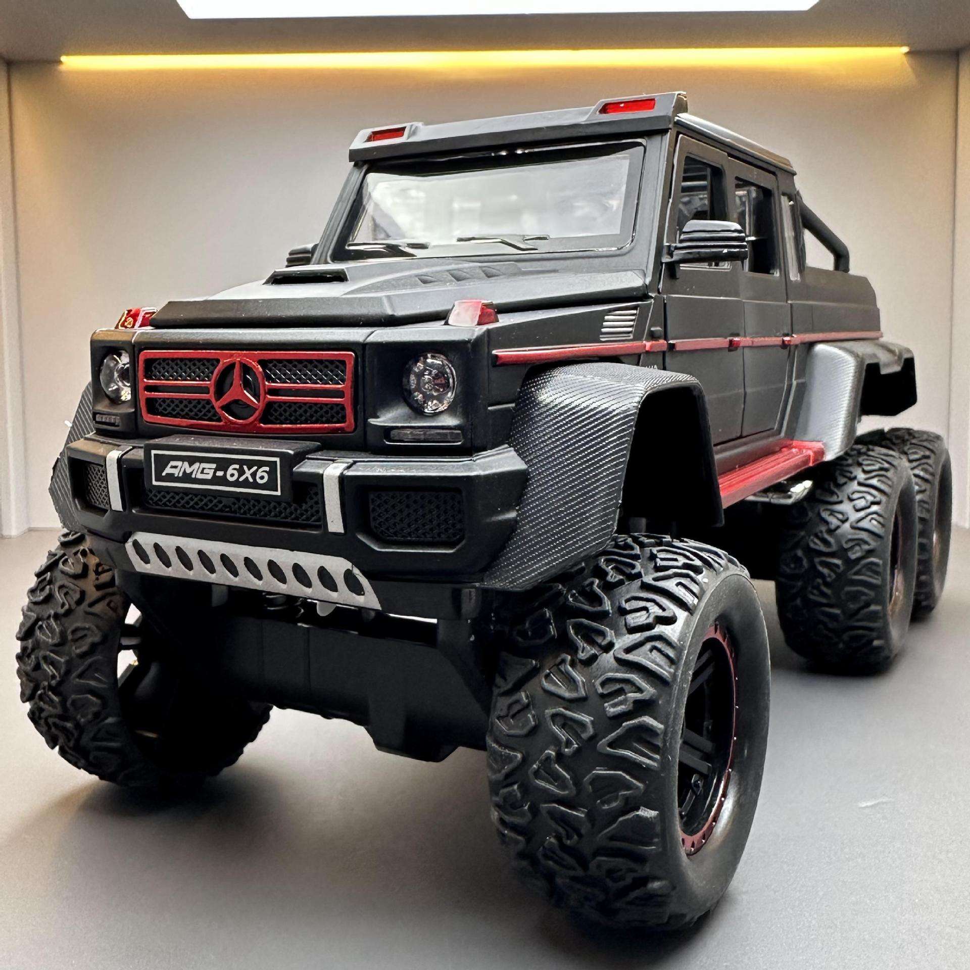 新款车致合金车模1:24大奔G65越野车6X6带声光玩具车音效模型摆件