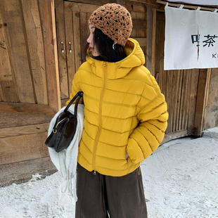 爆款高蓬松90白鸭绒连帽排骨款羽绒服女2025冬季加厚小个子面包服