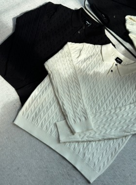 【KEBUSI】必入高品质扭绳麻花翻领polo毛衣透气boxy男#Y026