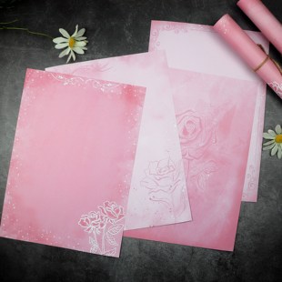 浪漫玫瑰花粉红色系信纸信封套装可打印文艺创意活动稿纸表白情书