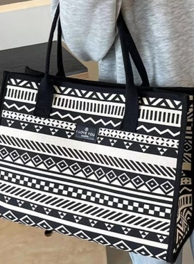 2025大容量托特包新款女士单肩包帆布包包手提袋便当包旅行通勤包