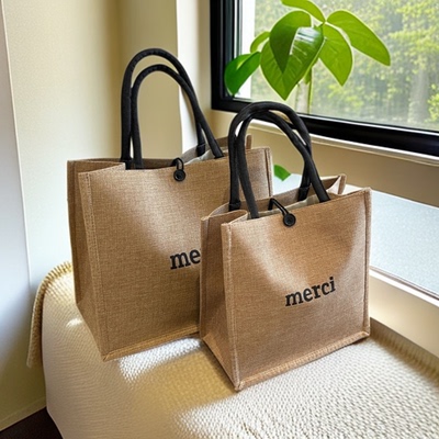 时尚新款百搭麻布手提购物袋大容量女包斜挎包帆布通勤环保托特包