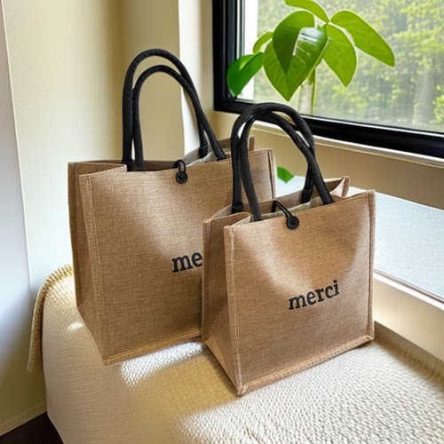 时尚新款百搭麻布手提购物袋大容量女包斜挎包帆布通勤环保托特包