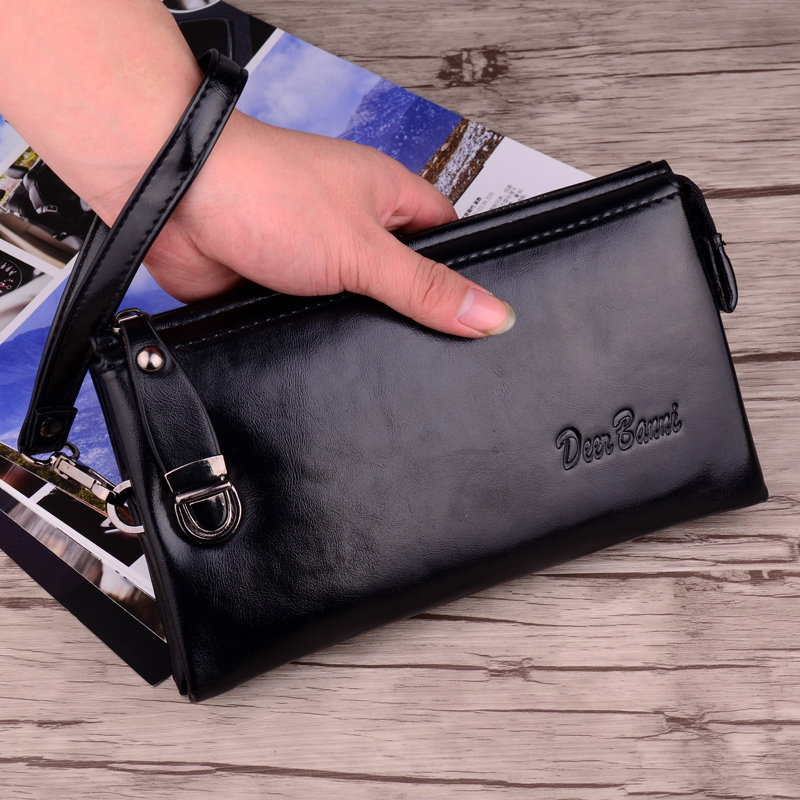 时尚新款男士百搭真皮手拿包大容量休闲手包韩版手抓包信封包钱包