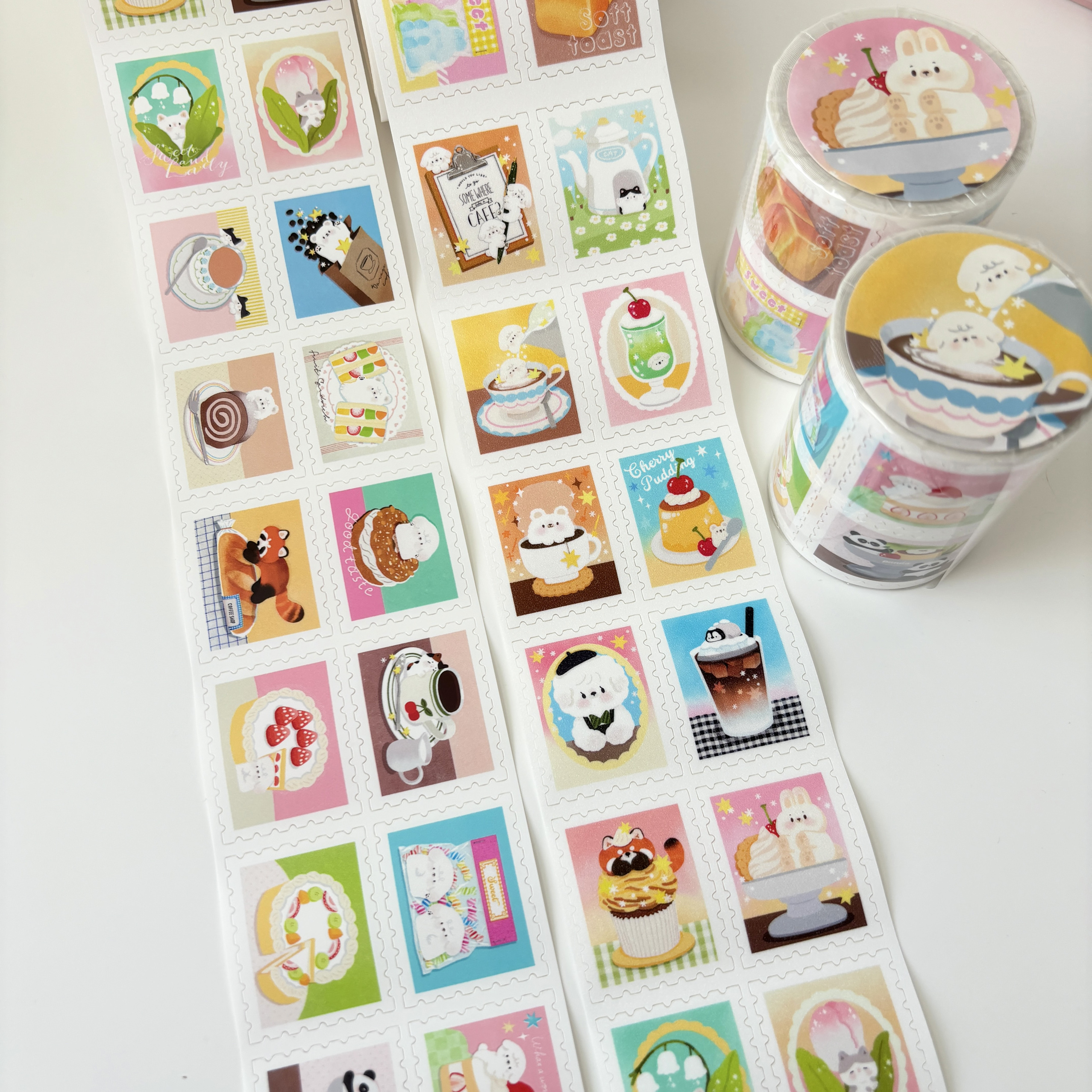 汤圆肉多多 喫茶票集 切模贴纸卷 胶带手帐可爱装饰贴纸