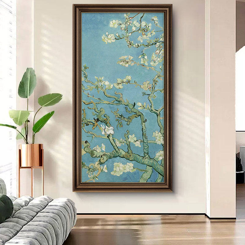 美式客厅装饰画挂画卧室餐厅背景墙油画梵高杏花世界名画美式壁画