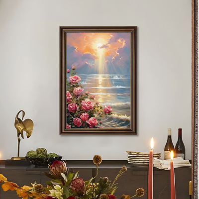 玫瑰花油画装饰画客厅玄关卧室挂