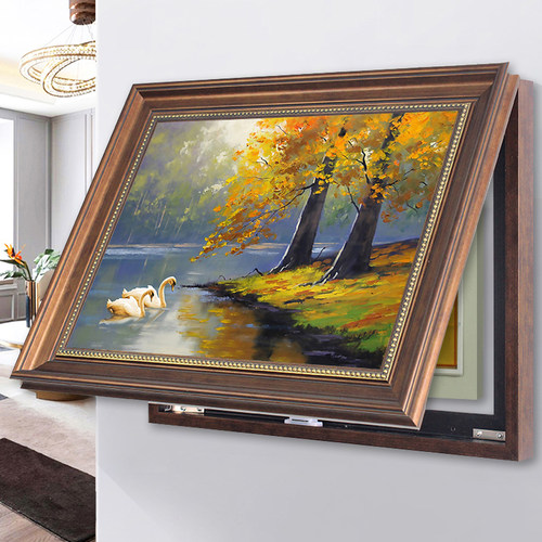 电表箱欧式天鹅湖风景电闸箱遮挡画 开关过道走廊画玄关美式餐厅