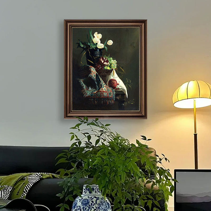欧式复古餐厅装饰画水果花卉装饰画饭厅竖版客厅沙发背景墙壁画