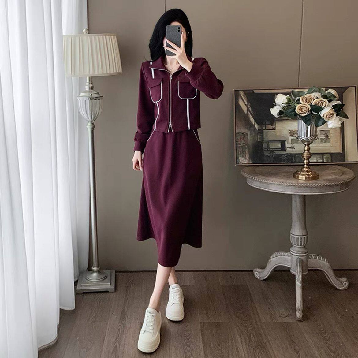 时尚休闲运动套装裙女秋冬新款高级感减龄显瘦卫衣半身裙两件套潮