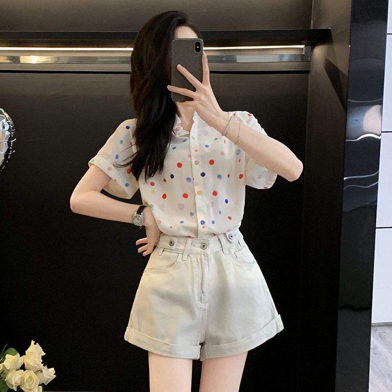 2025新款衬衫短袖套装短裤洋气时尚休闲夏季小个子减龄高腰显瘦