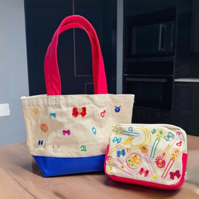 【日单】USJ联名美少女战士水冰月刺绣手提包单肩包挎包化妆包