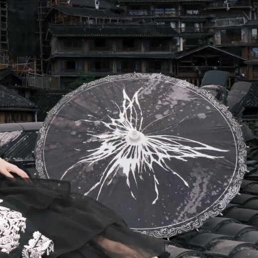 黑色蝴蝶油纸伞古风汉服拍照道具伞景区打卡神器汉服伞古风伞