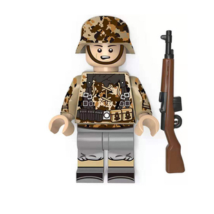 睿智二次大战秋季迷彩装德国士兵积木人仔益智拼装玩具四面印刷