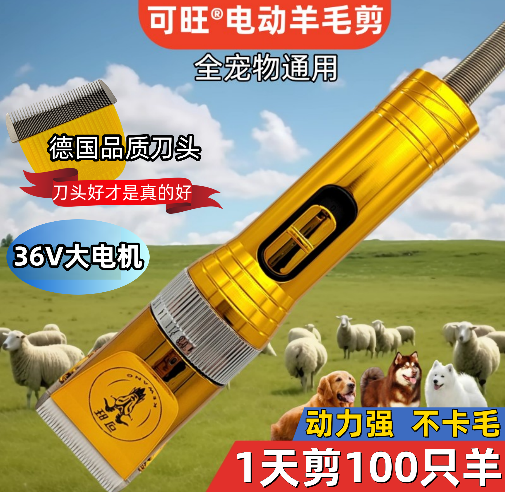 可旺36V大功率剃羊毛推子绵羊绒山羊电动羊毛剪宠物电推剪大型犬