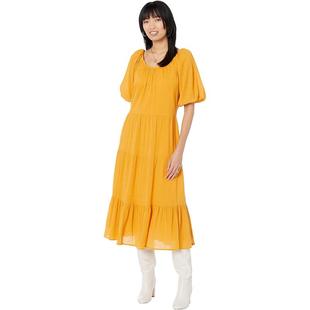 MANGO 橘黄色短袖 连衣裙女式 新款 H正品 时尚 欧美代购 长裙 Biel