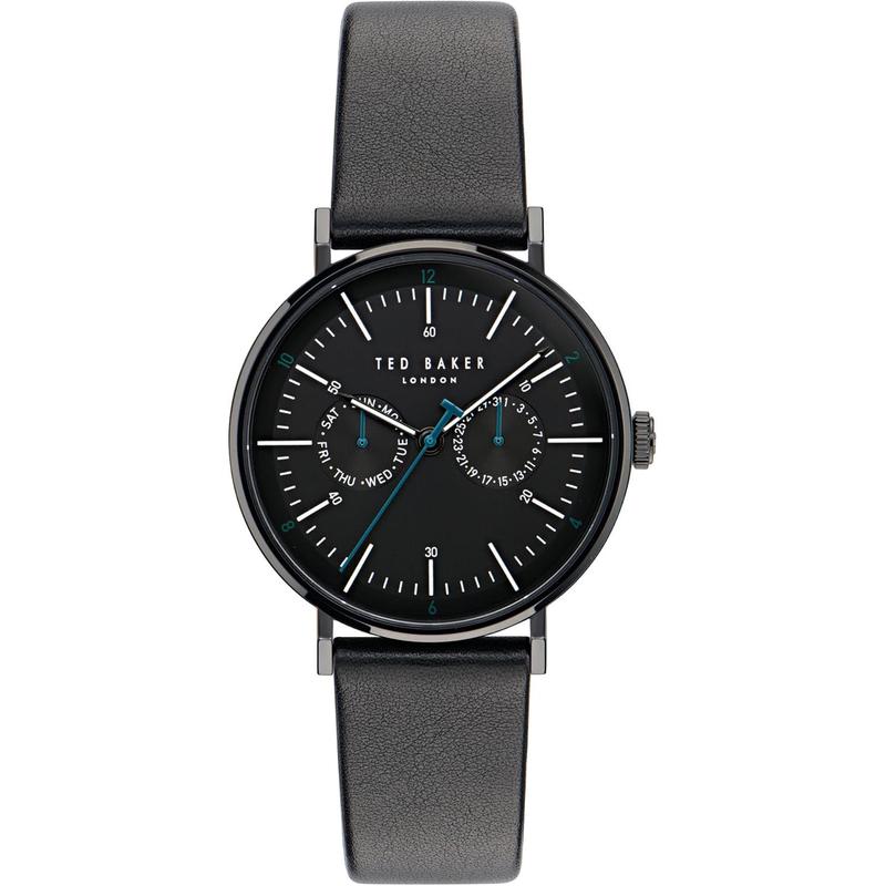 Ted Baker男士腕表日期星期计时夜光皮带黑色金属防水商务休闲