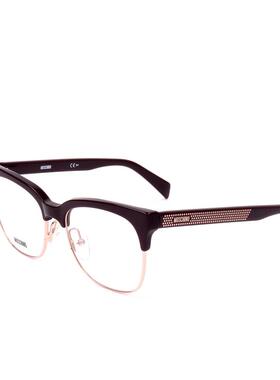 代购moschino莫斯奇诺女士眼镜架金属矩形红色玫瑰金日常佩戴