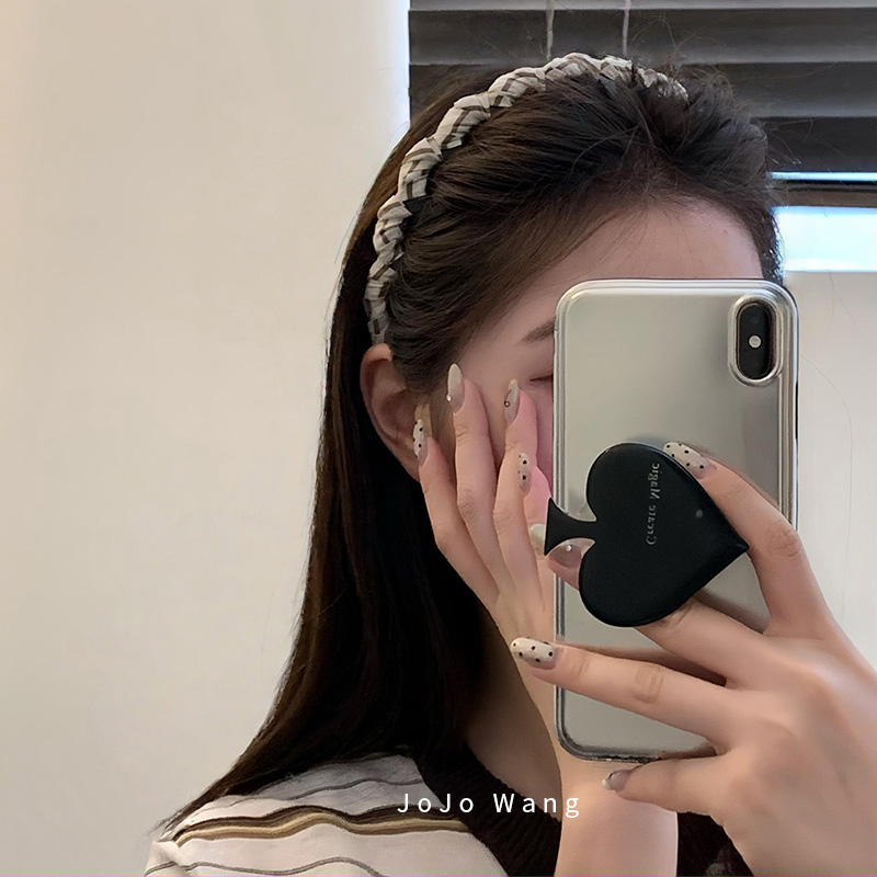 冷萃咖啡液~咖系条纹高颅顶齿梳发箍女外出简约发卡头箍发饰头饰