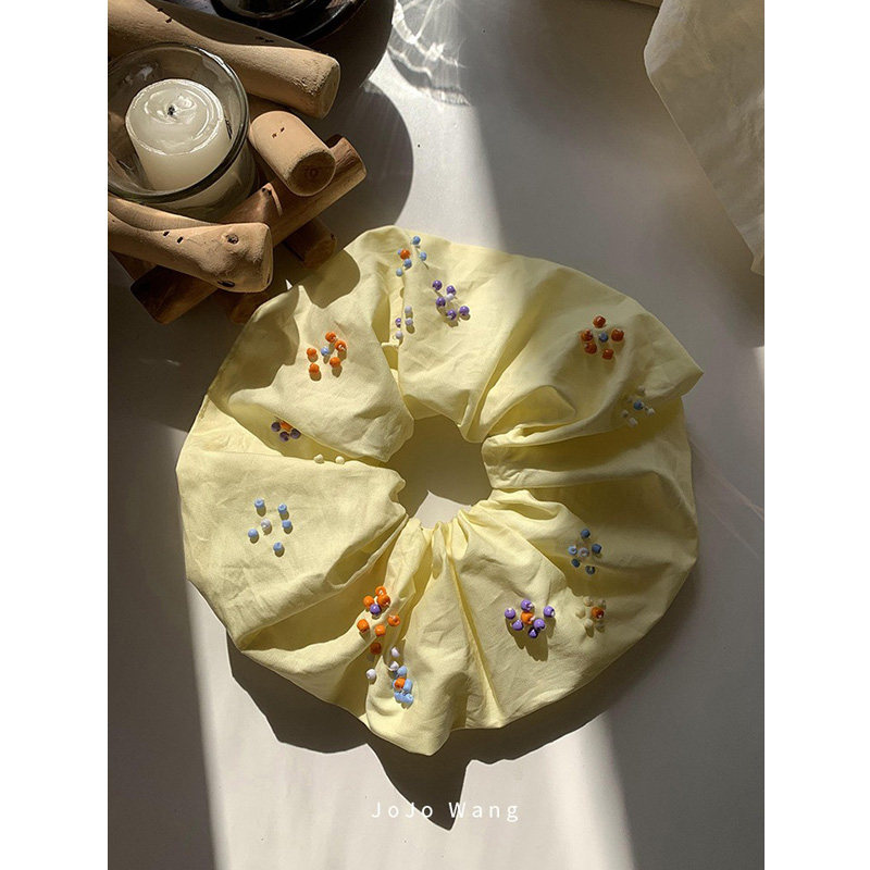 玩转色彩~奶黄系手工钉珠高级感大肠发圈女发绳扎头发饰头绳韩国,饰品/流行首饰/时尚饰品新,发饰,淘宝优惠券,粉丝福利购,淘宝优惠卷