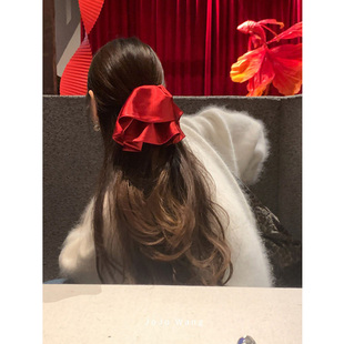 红红火火呀~法式扇形抓夹简约发抓高级发夹气质韩国极简发饰头饰