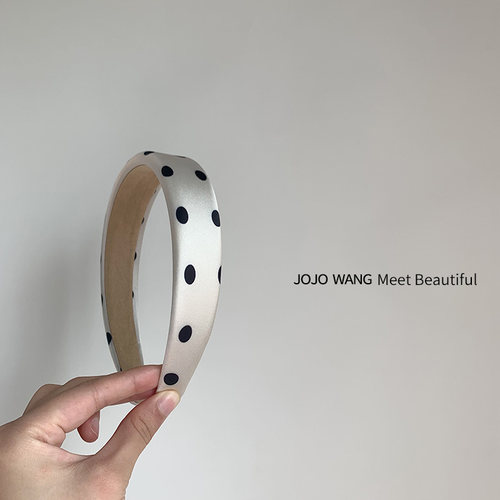 ins法式慵懒缎面波点洗脸发箍