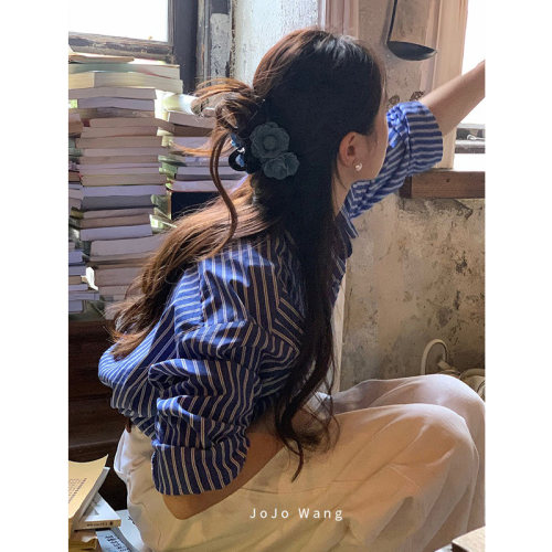 通勤也能美美哒~牛仔花朵抓夹