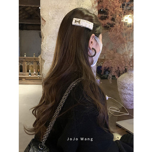 白金粗花呢~韩国简约发夹侧边刘海夹碎发半扎夹子后脑勺2025新款