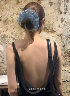珍珠海蓝蓝~玻璃纱发圈女发饰