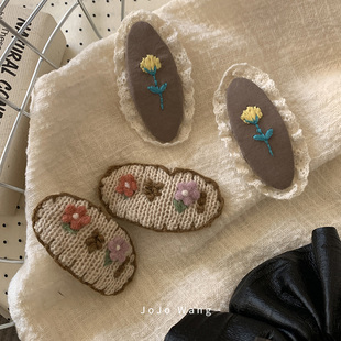 质朴的手工钩花~韩国简约发夹刘海夹碎发半扎夹子后脑勺2025新款