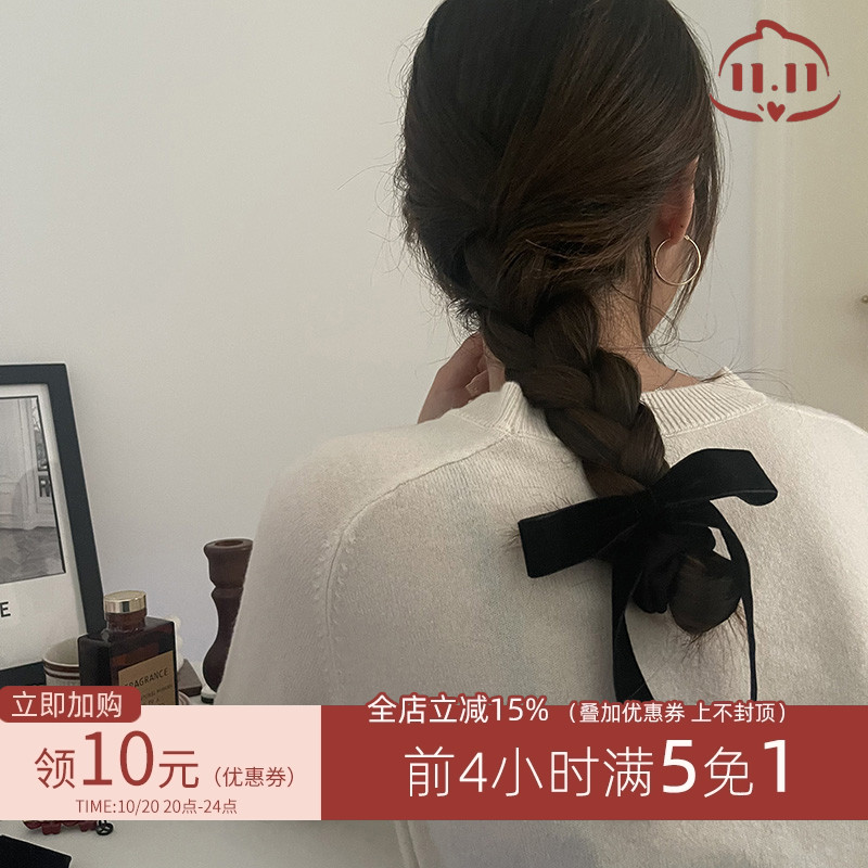 小香风丝绒蝴蝶结发圈发夹头饰