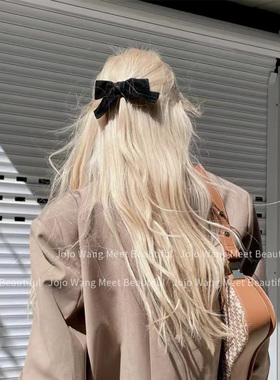 Rose同款~质感丝绒蝴蝶结黑色发夹女刘海夹后脑勺头饰高级感发饰