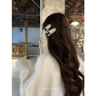 纯纯女神~羊毛白韩国简约发夹侧边刘海夹半扎夹子后脑勺2025新款