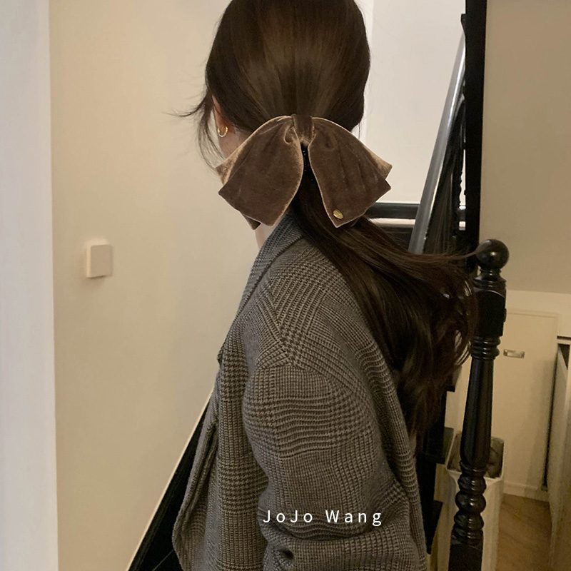 浅法式~gao档丝绒短飘带精致扎头