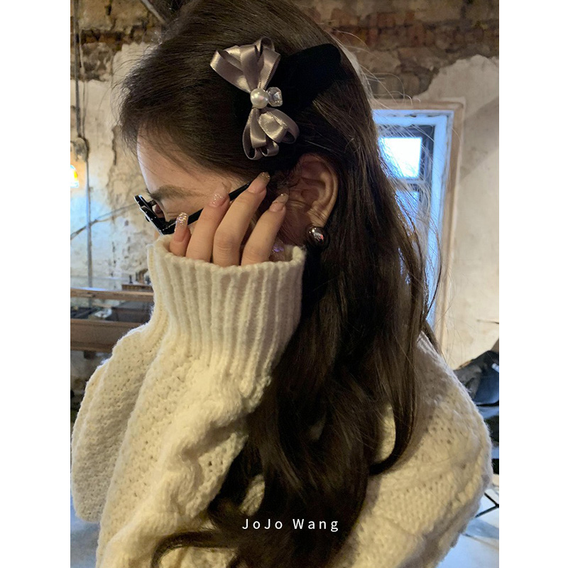 JOJOWANG高级中灰系蝴蝶结BB夹