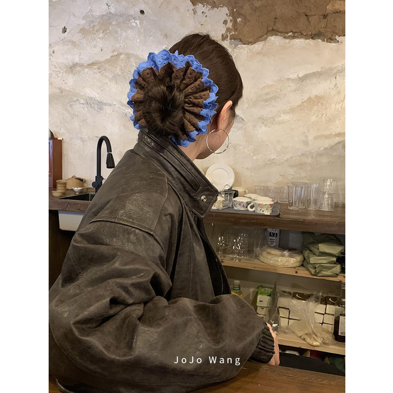 怎么少得了咖蓝朵~高级感蕾丝大肠发圈女高弹扎头发饰头绳韩国